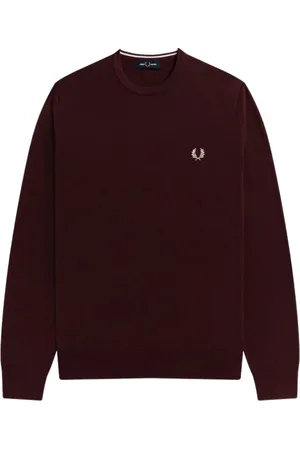 Fred Perry Homme, Sweatshirts et sweats à capuche, Rouge, Taille: S Pull Classique Tricoté