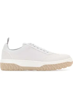 Thom Browne Homme, Chaussures, Blanc, Taille: 40 EU Baskets blanches en toile
