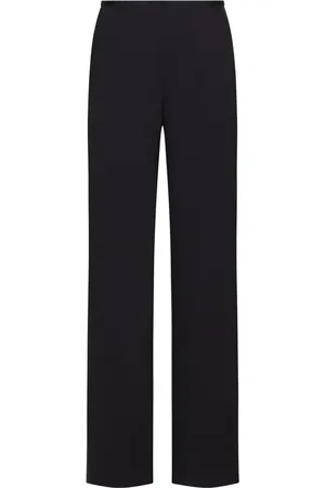 Emporio Armani Femme, Pantalons, Bleu, Taille: 40 FR Pantalon Large en Crêpe Taille Haute