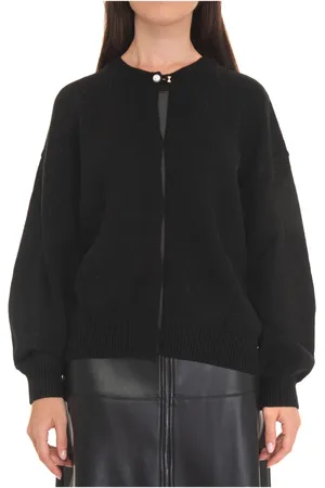 Liu Jo Femme, Pulls, Noir, Taille: 42 FR Cardigan Boutonné à Manches 3/4