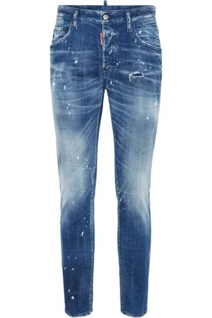 Dsquared2 Homme, Jeans, Bleu, Taille: M Jean Slim Coupe Bleue Délavée et Effet Usé