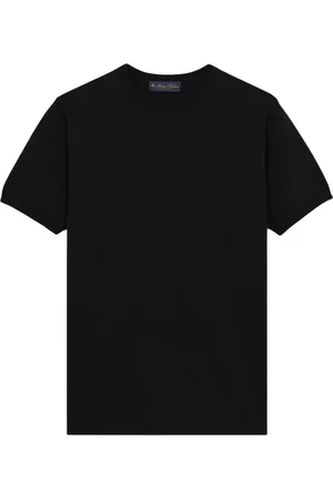 Brooks Brothers Homme, Pulls, Noir, Taille: XL Pull à Manches Courtes en Coton Mako Noir