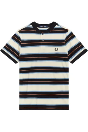 Fred Perry Homme, Tops, Blanc, Taille: M Polo Rayé à Col Bomber