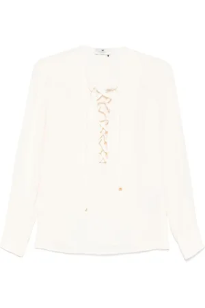 Elisabetta Franchi Femme, Blouses et Chemises, Blanc, Taille: 40 FR Blouse à lacets