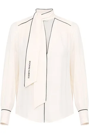 Elisabetta Franchi Femme, Blouses et Chemises, , Taille: 42 FR Chemise en Georgette de Viscose à Manches Longues