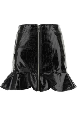 Ganni Femme, Jupes, Noir, Taille: 38 FR Mini-jupe noire en cuir synthétique