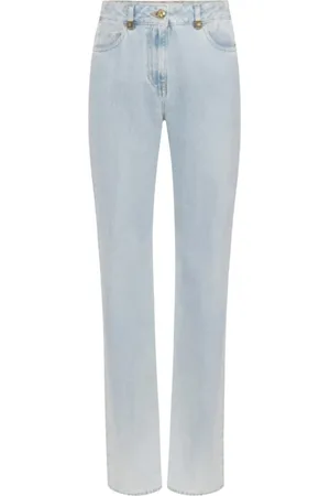 Elisabetta Franchi Femme, Jeans, Bleu, Taille: W30 Pantalon Bleu en Coton avec Détails Dorés