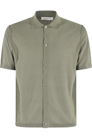 Paolo Pecora Homme, Chemises, Vert, Taille: L Chemise en coton à manches courtes