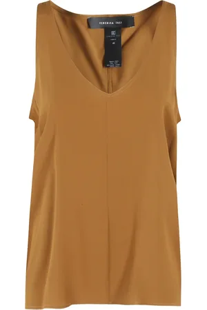 FEDERICA TOSI Femme, Tops, Brun, Taille: 38 FR Débardeur en crêpe de Chine ambré