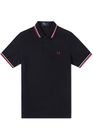 Fred Perry Homme, Tops, Bleu, Taille: M Polo Slim Fit à Double Liseré