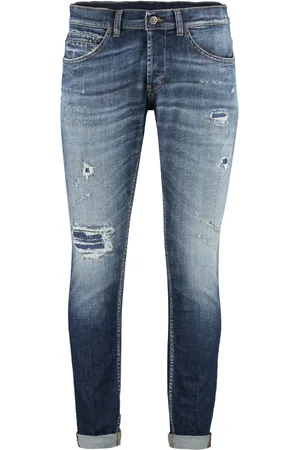 Dondup Homme, Jeans, Bleu, Taille: W38 Jean Skinny Délavé aux Détails Soignés