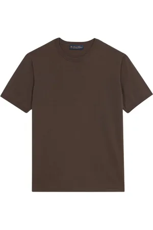 Brooks Brothers Homme, Tops, Brun, Taille: S Pull à Manches Courtes en Coton Mako Marron
