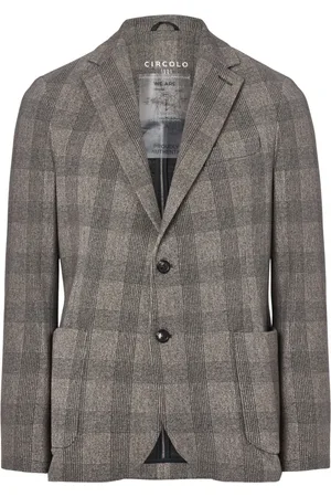 Circolo Homme, Vestes, Brun, Taille: 2XL Veste Americana Beige à Carreaux