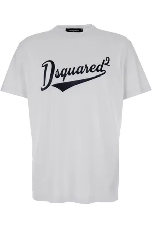 Dsquared2 Homme, Tops, Blanc, Taille: M T-shirt Blanc en Coton avec Logo Imprimé