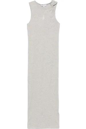 J.W.Anderson Femme, Robes, Gris, Taille: 40 FR Robe Midi Broderie Ancre