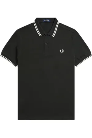 Fred Perry Homme, Tops, Vert, Taille: M Polo avec Bordures à Double Ligne