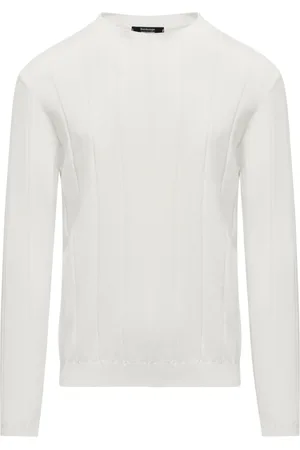 Bomboogie Homme, Pulls, Blanc, Taille: M Pull en coton à larges côtes