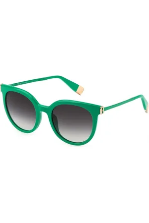 Furla Femme, Accessoires, Vert, Taille: ONE Size Lunettes de soleil vertes en acétate