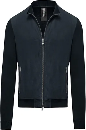 Bomboogie Homme, Vestes, Bleu, Taille: M Veste en cuir et tricot Komb