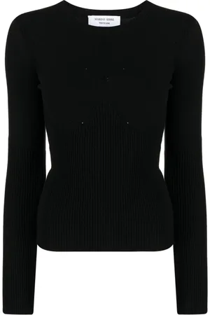 Marine Serre Femme, Pulls, Noir, Taille: 42 FR Haut Long en Maille Côtelée