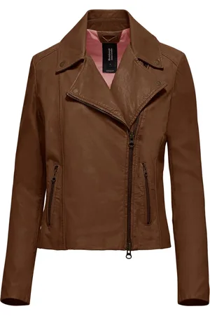 Bomboogie Femme, Vestes, Brun, Taille: 38 FR Blouson de motard en cuir