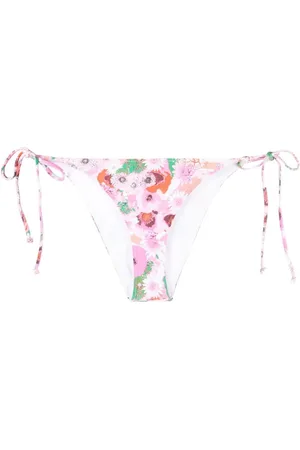 Ganni Femme, Maillots de bain, Rose, Taille: 40 FR Bas de bikini à cordons imprimé floral
