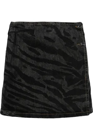Ganni Femme, Jupes, Noir, Taille: 38 FR Mini-jupe portefeuille en denim noir