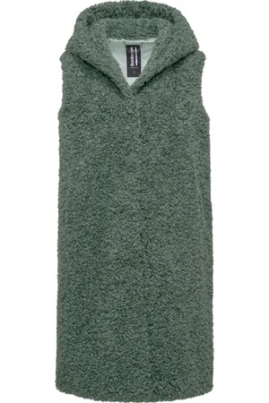 Bomboogie Femme, Vestes, Vert, Taille: 46 FR Gilet à Capuche en Molleton Sherpa Bouclé