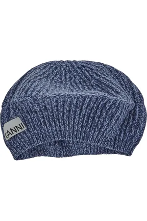 Ganni Femme, Accessoires, Bleu, Taille: ONE Size Bonnet Bleu en Laine