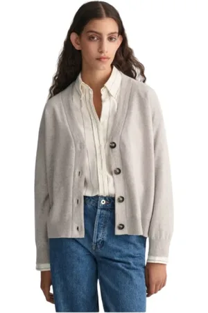 GANT Femme, Pulls, Gris, Taille: 38 FR Gilet en laine boutonnée
