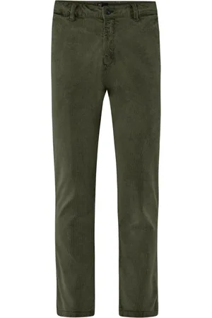 Bomboogie Homme, Pantalons, Vert, Taille: W33 Pantalon Chino en Velours Côtelé Délavé à l`Acide