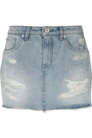 Heron Preston Femme, Jupes, Bleu, Taille: W28 Mini-jupe en denim destroy