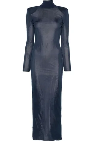Self-Portrait Femme, Robes, Bleu, Taille: 38 FR Robe Maxi Tricotée