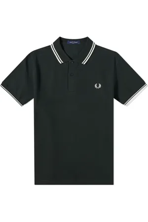 Fred Perry Homme, Tops, Vert, Taille: S Polo Double Liseré Vert Nuit