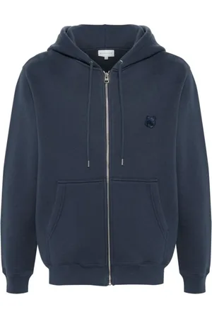 Maison Kitsuné Homme, Sweatshirts et sweats à capuche, Bleu, Taille: XS Sweat à capuche zippé confort avec patch Tête de Renard Audacieuse