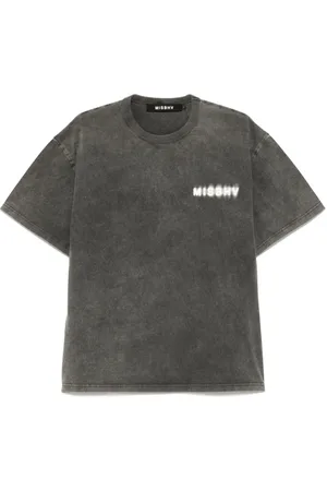 MISBHV Homme, Tops, Gris, Taille: L T-shirt Col Rond avec Logo Noir