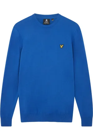 Lyle & Scott Homme, Pulls, Bleu, Taille: S Pull Ras du Cou en Coton Mérinos
