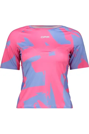 OFF-WHITE Femme, Tops, Rose, Taille: 40 FR T-shirt en tissu techno à motifs
