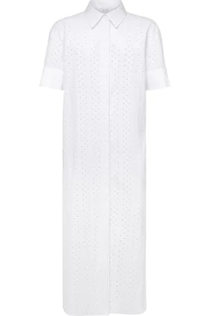 MVP Wardrobe Femme, Robes, Blanc, Taille: 38 FR Robe blanche à manches courtes en Sangallo