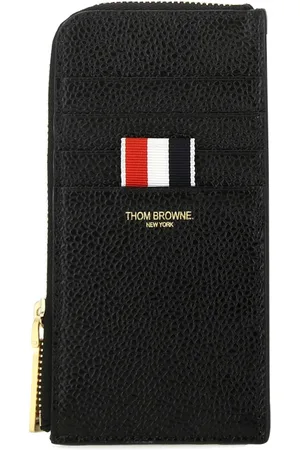 Thom Browne Femme, Accessoires, Noir, Taille: ONE Size Porte-monnaie en cuir noir