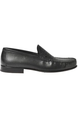 BALDININI Homme, Chaussures, Noir, Taille: 41 1/2 EU Slipper in woven print and perforated leather