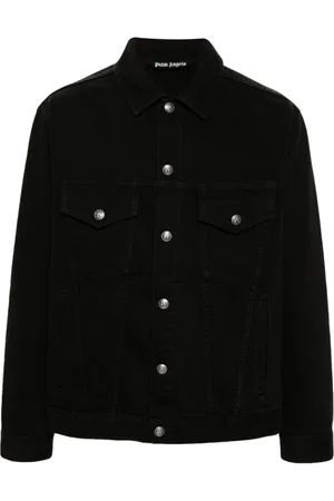 Palm Angels Homme, Vestes, Noir, Taille: M Veste en jean noire avec logo en relief