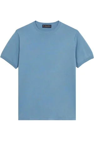 Brooks Brothers Homme, Pulls, Bleu, Taille: XL Pull à Manches Courtes en Coton Mako Bleu Clair