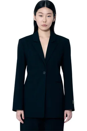 Ganni Femme, Vestes, Noir, Taille: 36 FR Blazer Tailleur en Twill avec Taille Ajustable