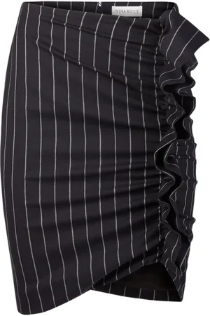 Nina Ricci Femme, Jupes, Bleu, Taille: 40 FR Jupe Midi Drapée à Rayures Fines