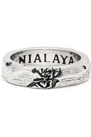 Nialaya Homme, Accessoires, Gris, Taille: 64 MM Bague Vintage Sculptée en Argent Sterling