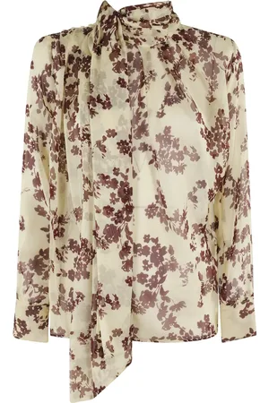 Elisabetta Franchi Femme, Blouses et Chemises, Multicolore, Taille: 38 FR Chemise en soie florale citron et cacao