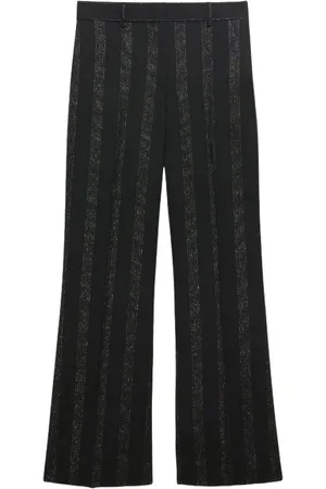 Msgm Femme, Pantalons, Noir, Taille: 36 FR Pantalon Large à Rayures Verticales