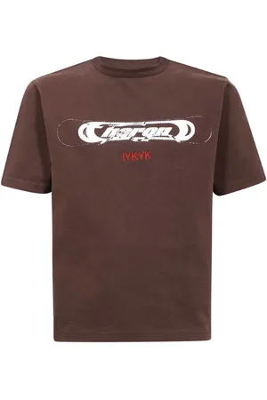 Heron Preston Homme, Tops, Brun, Taille: M T-shirt en coton avec imprimé sur le devant