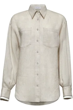 Brunello Cucinelli Femme, Blouses et Chemises, , Taille: 40 FR Chemise élégante boutonnée avec broderie